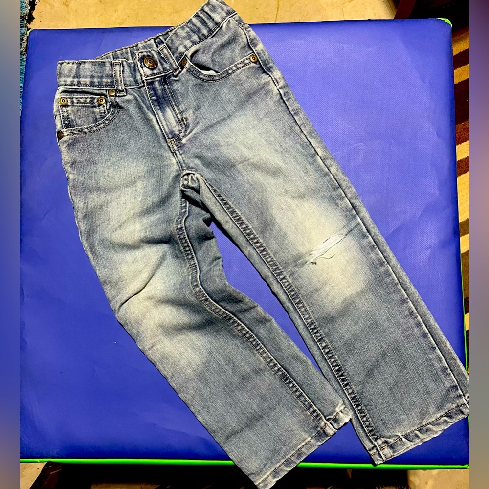 Light Blue Straight Denim Jeans Boys Size 5 Sonoma Lifestyle Ripped Knee Rugged